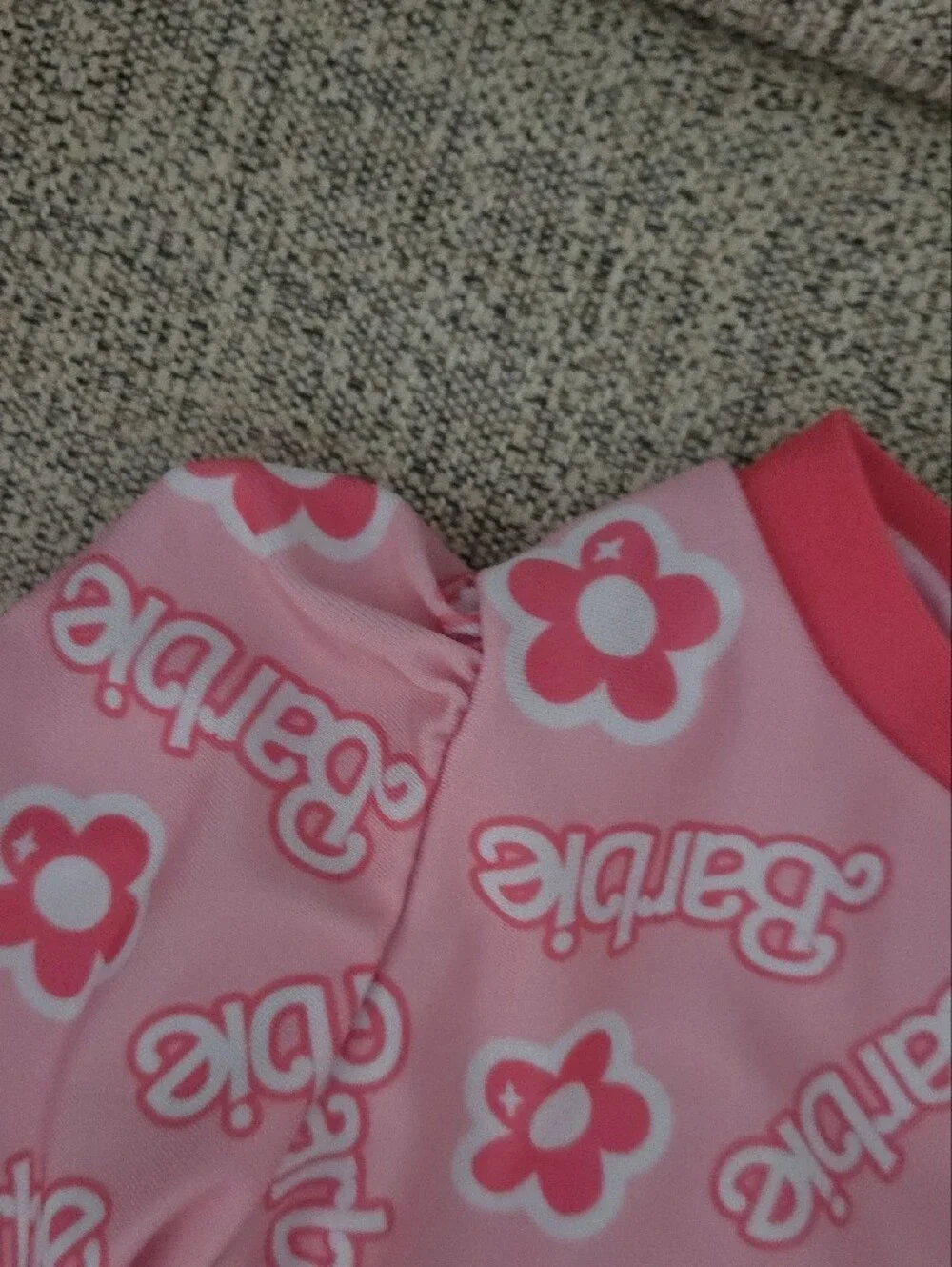 Mattel Barbie Pink Floral Long-Sleeve Rashguard Set with Hot Pink Trim